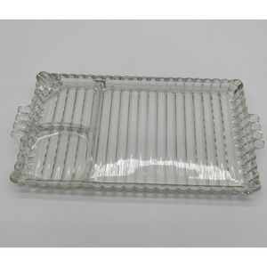 Vintage 1940-50s Hazel Atlas "Snack Sip & Smoke" Glass Serving Tray 10.5in